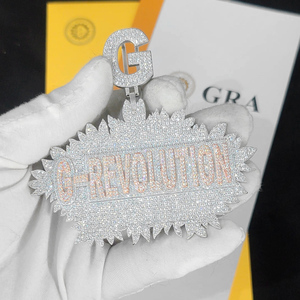 Mens Lab Grown Diamond 925 Silver <b>Custom</b> <b>Name</b> Pendant <b>Necklace</b> Iced Letter G Initial Statement Jewellery Luxury Gift - Product Image 1