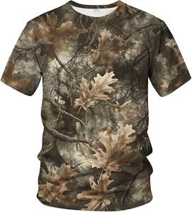 T-shirt de performance à manches courtes de qualité supérieure pour la chasse, avec motif camouflage arbre amusant, col rond, nouveauté - Product Image 1