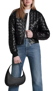 Chaqueta Bomber de Cuero Tejido Negro para Mujer SBEA IMPEX, Chaqueta de Cuero Genuino Texturizado y Elegante con Cierre, Impermeable, Estilo Cafe Racer - Product Image 6