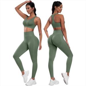 Ensemble de yoga pour femmes, tissu respirant à séchage rapide, confortable, taille haute, imprimé personnalisé, très vendu. - Product Image 2