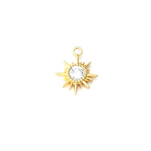 Colgante de cristal de cuarzo Sunburst, piedra de nacimiento de abril, diseño chapado en oro, hecho a mano, para la fabricación de joyas - Product Image 1
