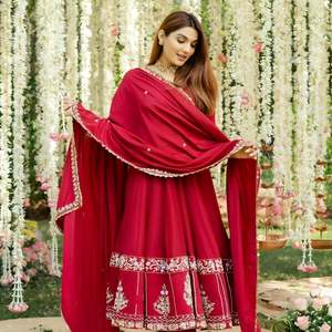 Designer Long Sleeve Anarkali Gown with Thread-<b>Sequins</b> Embroidery Work - Product Image 5
