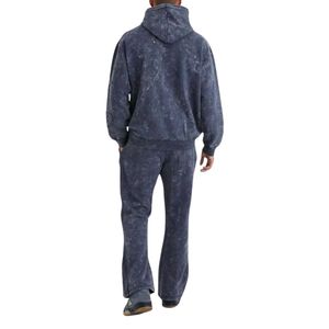 Conjunto de Sudadera con Capucha y Pantalones Deportivos a Juego, Color Carbón, Efecto Desgastado por el Sol, Estilo Vintage, Relajado, Dos Piezas, Ropa Deportiva Urbana - Product Image 3