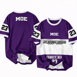 Camiseta de Fútbol Americano Extra Grande de 220 GSM con Bloques de Color Personalizados, Camiseta de Equipo de Algodón, Suministro de Marca Privada OEM - Product Image 1