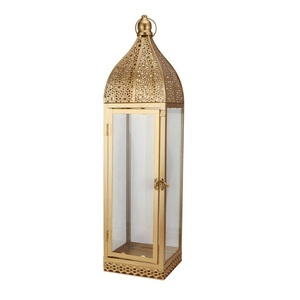 Juego de 2 faroles marroquíes de hierro negro, portavelas decorativos de metal para colgar y de sobremesa, para decoración de Ramadán - Product Image 5