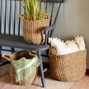 ชุดตะกร้าหวายทรงกลม 3 ใบ สำหรับใช้ภายในอาคาร ตะกร้าเก็บของทำมือ ขายส่ง เป็นมิตรกับสิ่งแวดล้อม ผลิตในเวียดนาม - Product Image 5