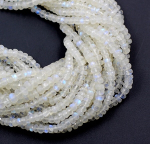 Cuentas facetadas de piedra lunar arcoíris con fuego azul en forma de rondel, hilo de 12 pulgadas, cuentas de piedras preciosas naturales, precio al por mayor - Product Image 2