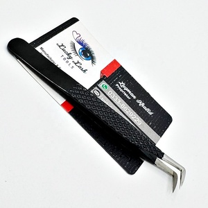 Meilleure pince à épiler professionnelle en acier inoxydable 0.03 MM pince à épiler Volume adhérence parfaite fibre noire ne glisse jamais - Product Image 1