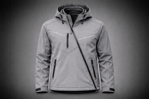 Veste Softshell Minimaliste à Capuche, Fermeture Éclair Asymétrique, Résistante à l'Eau, Coupe-Vent, Vêtement d'Extérieur Moderne - Product Image 3