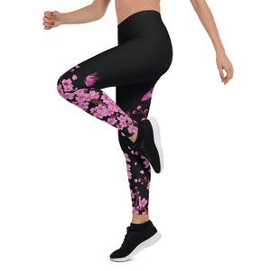 Leggings de Yoga de Cintura Alta y Largo Completo con Estampado Floral y de Mariposas en Rosa, Pantalones de Mujer de Spandex y Poliéster con Elasticidad en Cuatro Direcciones - Product Image 5