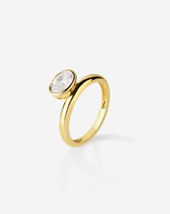 Oval Cut Lab Grown Diamond Solitaire Stackable <b>Rings</b> 2.2mm Bezel Set Minimalist <b>Dainty</b> Custom 14K Solid Gold Everyday Wear Bands - Product Image 4