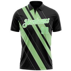 Custom Sublimated <b>Soccer</b> Jersey Men's Short Sleeve Black Green Striped Quick Dry Polo Shirt Adult Regular Fit Team Apparel - Product Image 2