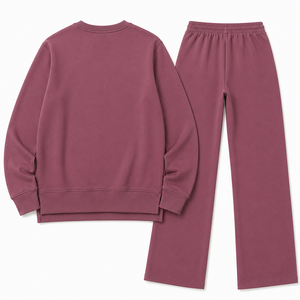 Ensemble survêtement femme personnalisé avec logo, pantalon large, coupe décontractée, tenue décontractée athleisure, marque privée, vente en gros - Product Image 4