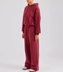 Conjunto Deportivo Casual de Dos Piezas para Mujer, Invierno, 100% Algodón, Manga Larga, con Cordón Ajustable, Alta Calidad - Product Image 3