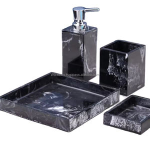 Ensemble de salle de bain en résine écologique de qualité supérieure pour la vanité, décoration d'intérieur, organisateur artistique 4 en 1, personnalisé, peint à la main - Product Image 1