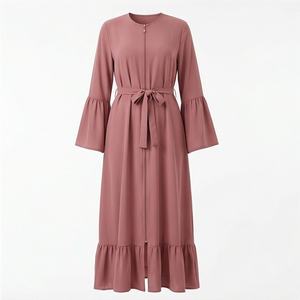 2025 OEM Kimono Abaya pour femmes musulmanes, en tissu polyester épais, doux et très extensible, col en V, manches longues, pour fêtes, Ramadan, mariages - Product Image 1