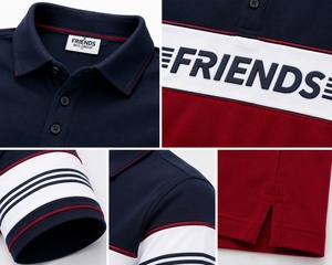 Polo de Manga Corta para Hombre, Rojo, Azul Marino, Blanco, con Estampado de Letras, Informal, Transpirable, de Tela de Algodón - Product Image 5