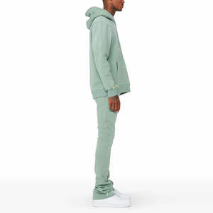 Conjunto Deportivo Informal de Dos Piezas para Hombre, Sudadera con Capucha y Pantalones Jogger, Color Verde Menta Sólido, para Invierno - Product Image 3