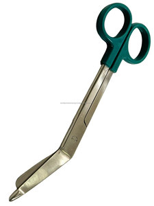 Ciseaux à pansements manuels en acier inoxydable à manche vert, courbés et longs, pour la chirurgie générale et l'utilisation médicale - Product Image 5