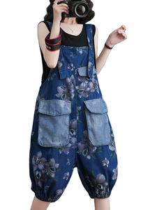 Meilleure salopette courte en jean pour femme, délavée clair, respirante, écologique, style vintage, boutonnée, tendance, pour l'été - Product Image 5