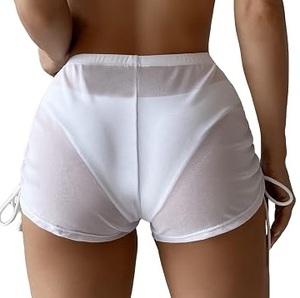 Blue Color Blank Plain Mesh Shorts With Elastic Waist Sporty Outerwear Beach Swim <b>Trunks</b> Mesh Short Transparent See Through - Product Image 3