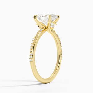 Bague de fiançailles solitaire avec accent ovale certifiée IGI, 2,00 carats, couleur F, clarté VS1, or 14 carats, diamant synthétique CVD. - Product Image 2
