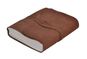 Soft Leather Flap Journal with 200 <b>Blank</b> Pages Saddle Stitching and Thread Sewing Spiral Binding - Product Image 2