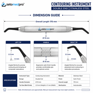 เครื่องมือปรับรูปทรงฟัน Zetomed Pro Contouring Instrument แบบสองด้าน ทำจากสแตนเลสสตีล สำหรับงานฟื้นฟูฟัน - Product Image 4