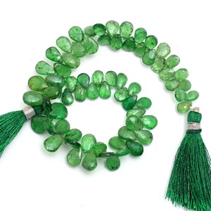 Perles facettées en tsavorite AAA 5x7mm-7x10mm, forme poire, grenat vert naturel, pierres semi-précieuses, perles en vrac pour la création de bijoux - Product Image 2