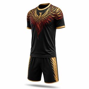 Phoenix Print TIMELY WEARS 100% Polyester Fußballtrikot für Herren, Kurzarm, Schwarz-Gold, Sublimationsdruck, Feuchtigkeitsableitend, Sportlich - Product Image 2
