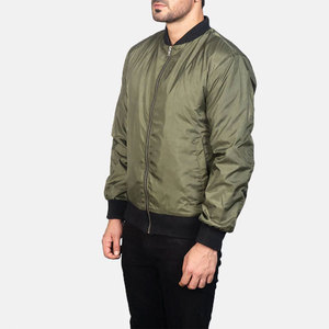 Veste décontractée pour homme, vert olive, fermeture éclair, coupe classique, extérieur en polyester, couleur unie, pour l'automne - Product Image 4