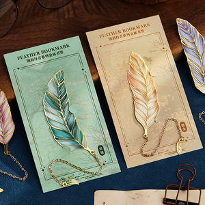21year Factory Customization Metal Creative Gold Foil Feather Bookmarks Handmade Pendant Bookmark Butterfly Animal Bookmark