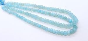 Cuentas de Calcedonia Azul Agua Natural en Forma de Rondelle Lisa de 7-10 MM, Cuentas de Piedra Preciosa de Calcedonia Azul Agua en Forma de Rondelle de 16 Pulgadas para Joyería - Product Image 2