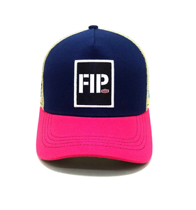 Premium Wholesale <b>Navy</b> Pink Contrast Mesh Trucker <b>Hat</b> Embroidery Logo Adjustable Unisex Outdoor Streetwear Cap Bulk Factory - Product Image 1