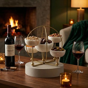 Multi Tier Metal Stand <b>Marble</b> Bowls Decorative Bowls <b>Sets</b> Ideal For Events Parties And Guest Entertaining Serving From India - Product Image 4