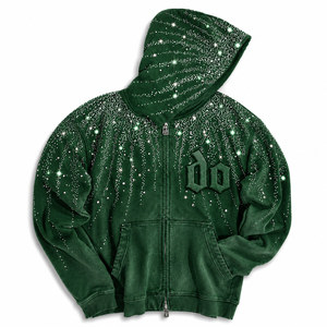 Sudadera con Capucha Extra Grande con Diseño de Pedrería Bordada, 100% Algodón, Unisex, Informal, con Cierre, para Invierno - Product Image 4