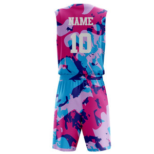 Ensemble d'uniformes de basketball personnalisés sublimés, col en V, sans manches, anti-transpiration, imprimé camouflage, unisexe adulte, toutes saisons - Product Image 2