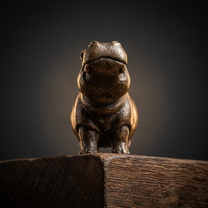 Statue d'hippopotame en laiton artisanale, figurine d'animal détaillée, finition or antique, sculpture en métal représentant une faune sauvage pour la décoration intérieure - Product Image 6