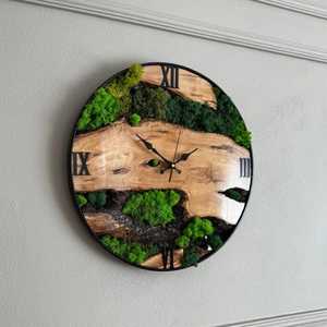 3d <b>Decorative</b> <b>Wall</b> <b>Clock</b> Moss <b>Clock</b> Moss <b>Wall</b> Art <b>Clocks</b> Wood Moss Frame Eco-Friendly Custom Modern for Living Room Hanging - Product Image 4