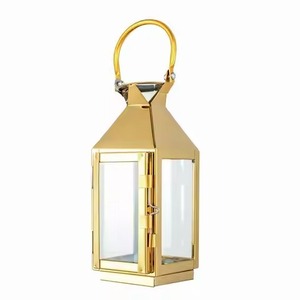 Modern <b>Brass</b> <b>Lantern</b> Set with Geometric Design for Home Decoration Heat Resistant Candle Holder Gold Finish - Product Image 6