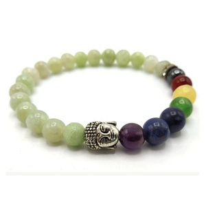 สร้อยข้อมือลูกปัดพระหยกสีเขียวเกรดพรีเมียมขัดเงา8มม. สร้อยข้อมือคริสตัลมาสคอตเรกิงานฝีมือ - Product Image 1