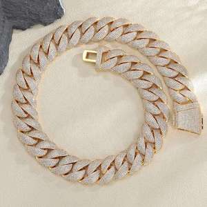 Unisex 18k Solid Gold Rhodium Plated Cuban Chain <b>Bracelet</b> Natural Stone Hip Hop Style AMBER JEWELS T-674 Wedding Gift IGI - Product Image 1