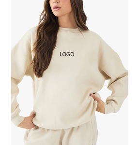 เสื้อสเวตเตอร์มีฮู้ด คอวี ผ้าฝ้ายแท้ OEM สำหรับฤดูหนาว ขายส่ง คุณภาพสูง ทรงโอเวอร์ไซส์ หนานุ่ม สำหรับผู้หญิง ไม่มีเชือกผูก - Product Image 3