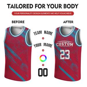 Camisetas de Baloncesto para Adultos al por Mayor de Sports World, Estampadas con Sublimación Completa, sin Mangas, Transpirables, de Secado Rápido, Color Rojo - Product Image 4