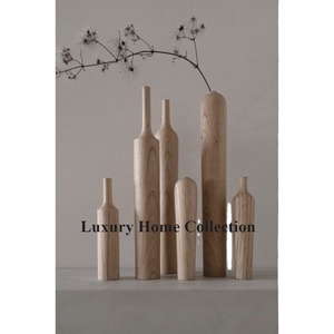 Juego de 6 floreros artificiales de madera sin terminar, forma larga con color natural, florero económico y jarrones de La India - Product Image 1
