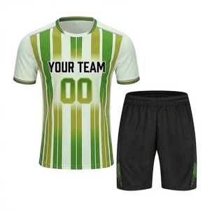 Conjunto de Uniforme de Fútbol Personalizado para Hombre, Camiseta de Manga Corta a Rayas Transpirable de Poliéster con Pantalones Cortos Negros de Cintura Elástica para Todas las Temporadas - Product Image 5