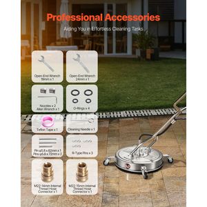 Accessorio per Idropulitrice in Acciaio Inox da 20 Pollici, Pulitore per Superfici, 4500 PSI Max, 4 Ruote, Connessione Rapida 3/8 - Product Image 6