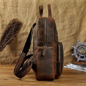 Signature Vintage Leather <b>Backpack</b> <b>Waterproof</b> Anti-Theft Laptop Rucksack Genuine Leather Craft LBP-0343 - Product Image 5