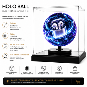 Holo Ball, affichage holographique 3D, sphère LED de 50 cm avec boîtier en acrylique, rotation à 360 degrés pour vitrine de bijouterie - Product Image 5