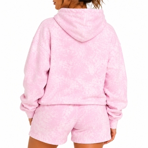 Women's <b>Hoodie</b> Shorts Set Premium Cotton <b>Oversized</b> Fleece Casual Wear with Puff Print Relaxed Fit Quality <b>Stitching</b> Comfort Wear - Product Image 2